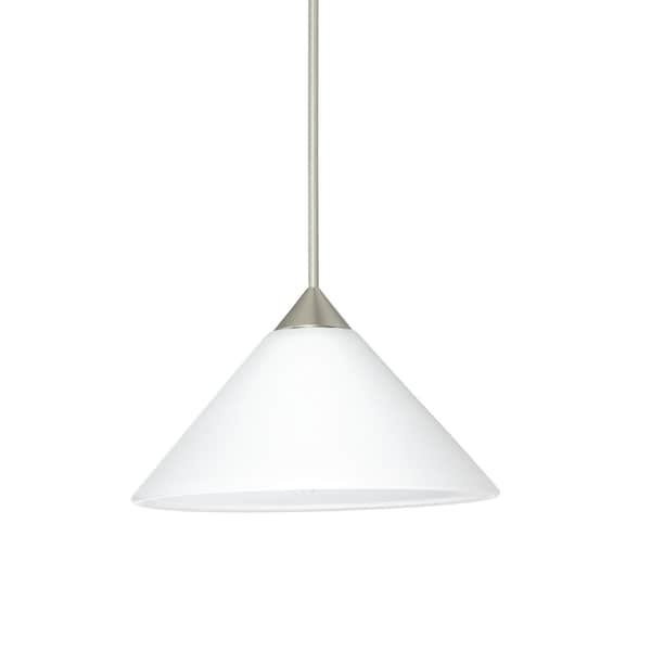 Besa Lighting Kona Cord Pendant, White, Satin Nickel Finish, 1x5W LED 1XT-117607-LED-SN - main